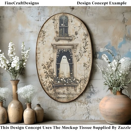 Ghost in the Window, Haunted House DZ7R Decoupage Tissuepapier