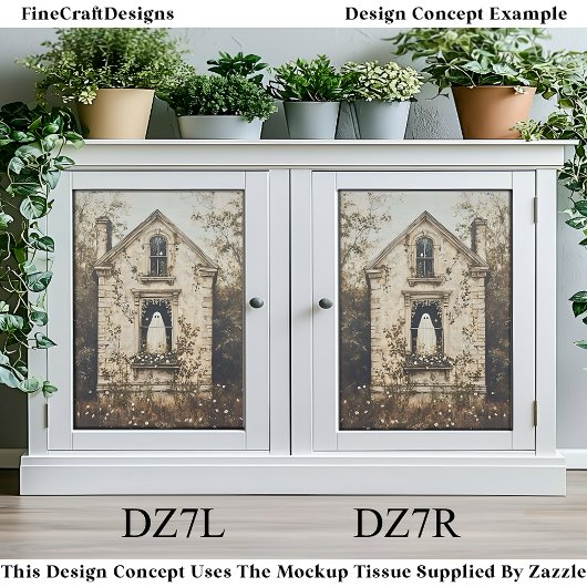 Ghost in the Window, Haunted House DZ7R Decoupage  Tissuepapier