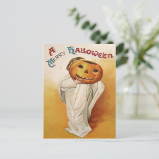 Ghost Jack O Lantaarn Pompoen Kind Briefkaart (Staand voorkant)