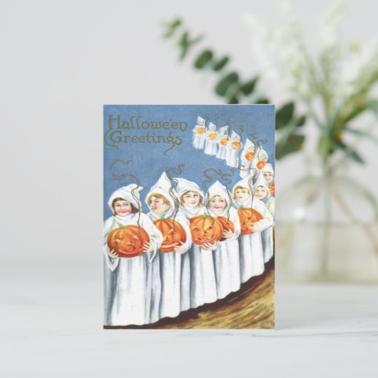 Ghost Jack O lantaarn pompoen kostuum Briefkaart (Staand voorkant)