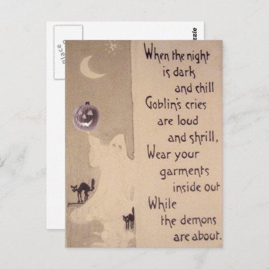 Ghost Jack O lantaarn pompoen zwart kat Briefkaart (Voorkant / Achterkant)