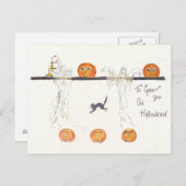 Ghost Jack O lantaarn pompoen zwart kat Briefkaart (Voorkant / Achterkant)