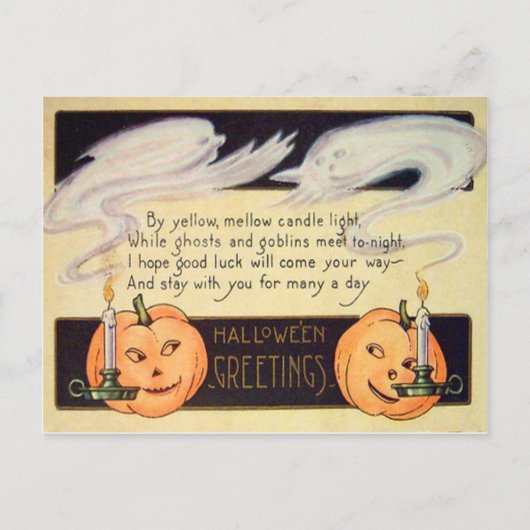 Ghost Jack O Lantern Candles  Halloween Briefkaart (Voorkant)
