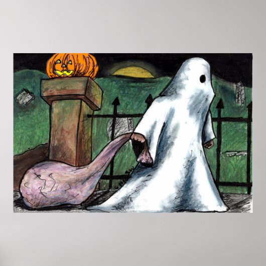 Ghost Jack O' Lantern Costume Cemetery Snoep Poster (Voorkant)
