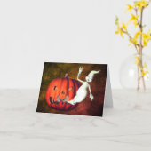 Ghost Jack O Lantern Cute Halloween Note Kaart (Gele Bloem)