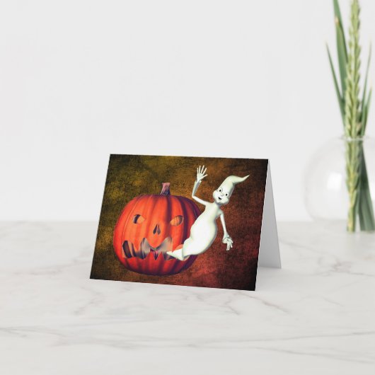 Ghost Jack O Lantern Cute Halloween Note Kaart (Voorkant)