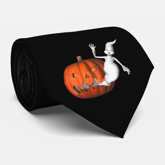 Ghost Jack O Lantern Funny Halloween Stropdas (Opgerold)