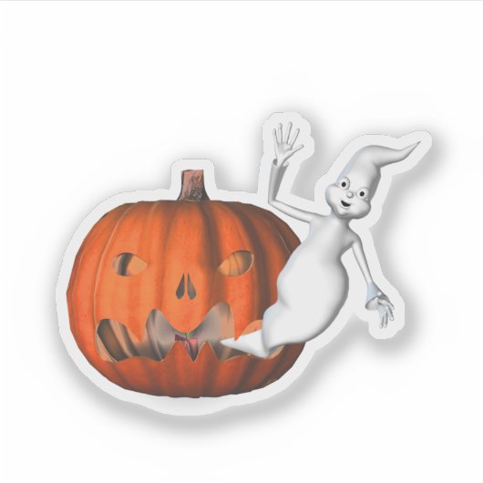 Ghost Jack O Lantern Halloween Funny Sticker (Voorkant)