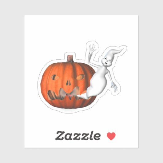 Ghost Jack O Lantern Halloween Funny Sticker (Vel)