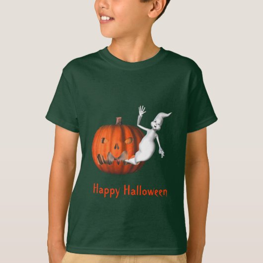 Ghost Jack O Lantern Kinder Halloween T-shirt (Voorkant)