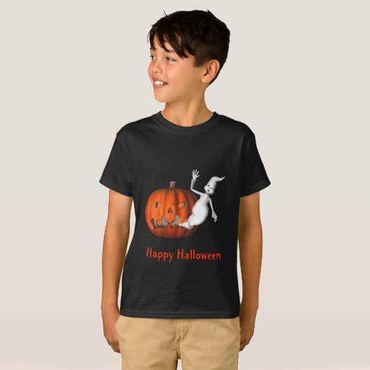 Ghost Jack O Lantern Kinder Halloween T-shirt (Voorkant volledig)
