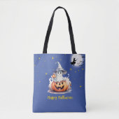Ghost Jack-O' Lantern Volle Maan Sterren Halloween Tote Bag (Voorkant)
