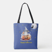 Ghost Jack-O' Lantern Volle Maan Sterren Halloween Tote Bag (Achterkant)