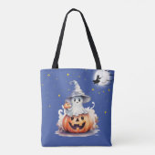 Ghost Jack-O' Lantern Volle Maan Sterren Halloween Tote Bag (Achterkant)