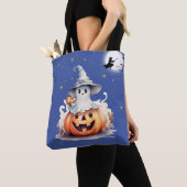 Ghost Jack-O' Lantern Volle Maan Sterren Halloween Tote Bag (Dichtbij)