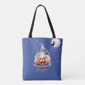 Ghost Jack-O' Lantern Volle Maan Sterren Halloween Tote Bag (Achterkant)