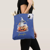 Ghost Jack-O' Lantern Volle Maan Sterren Halloween Tote Bag (Dichtbij)
