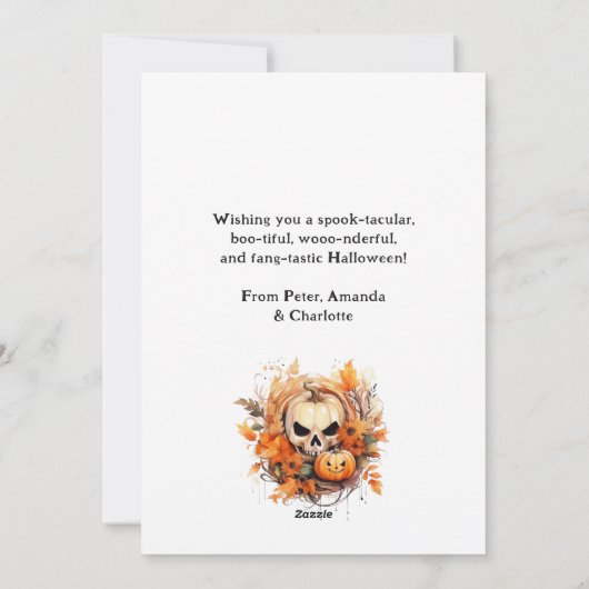 Ghost Jack O'Lantern Happy Halloween Kaart (Achterkant)