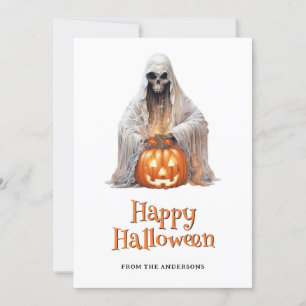 Ghost Jack O'Lantern Happy Halloween Kaart