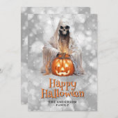 Ghost Jack O'Lantern Happy Halloween Kaart (Voorkant / Achterkant)
