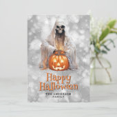 Ghost Jack O'Lantern Happy Halloween Kaart (Staand voorkant)