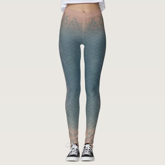 Ghost Jelly Mermaid schaal blended taille Leggings (Voorkant)