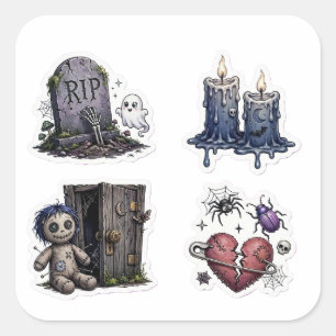 Ghost Kaars Voodoo Pop Broken Heart Donkere Academ Vierkante Sticker