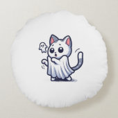 Ghost Kat Halloween kostuum Rond Kussen (Achterkant)