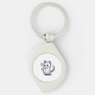 Ghost Kat Halloween kostuum Sleutelhanger