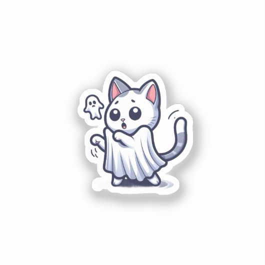 Ghost Kat Halloween kostuum Sticker (Voorkant)
