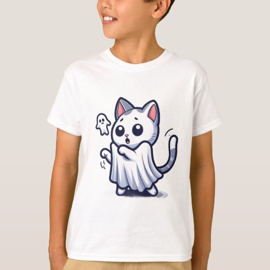 Ghost Kat Halloween kostuum T-shirt (Voorkant)