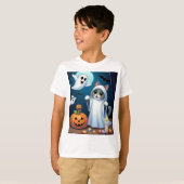 Ghost Kat Halloween kostuum T-shirt (Voorkant volledig)
