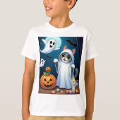 Ghost Kat Halloween kostuum T-shirt (Voorkant)
