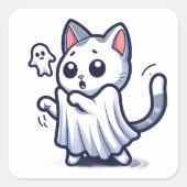 Ghost Kat Halloween kostuum Vierkante Sticker (Voorkant)