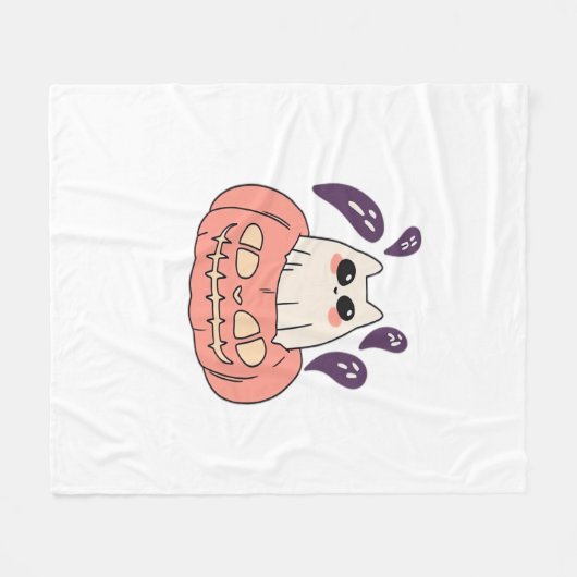 Ghost Kat in een pompoen Classic T-Shirt Fleece Deken (Voorkant (Horizontaal))