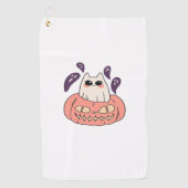 Ghost Kat in een pompoen Classic T-Shirt Golfhanddoek (Voorkant)