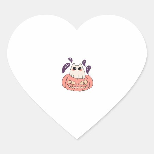 Ghost Kat in een pompoen Classic T-Shirt Hart Sticker (Voorkant)