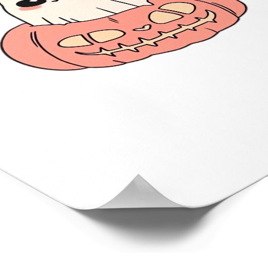 Ghost Kat in een pompoen Classic T-Shirt Poster (Hoek)