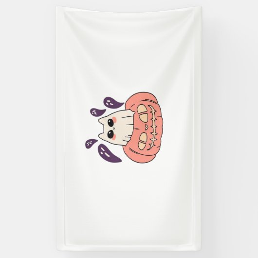 Ghost Kat in een pompoen Classic T-Shirt Spandoek (Verticaal)