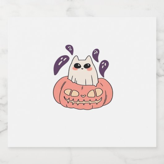 Ghost Kat in een pompoen Classic T-Shirt Sparkling Wijnetiket (Enkel label)