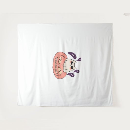 Ghost Kat in een pompoen Classic T-Shirt Wandkleed (Voorkant (horizontaal))