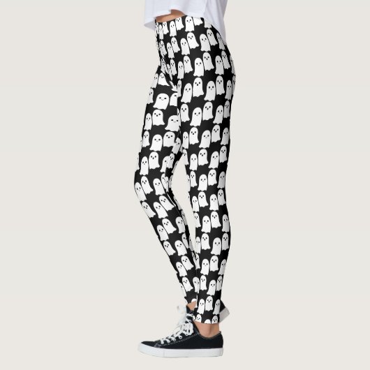 Ghost Kawaii Halloween Schattigee leggings Zwart (Links)