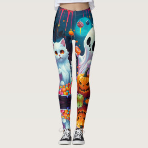 Ghost Kitten Pumpkin Snoep Halloween Leggings