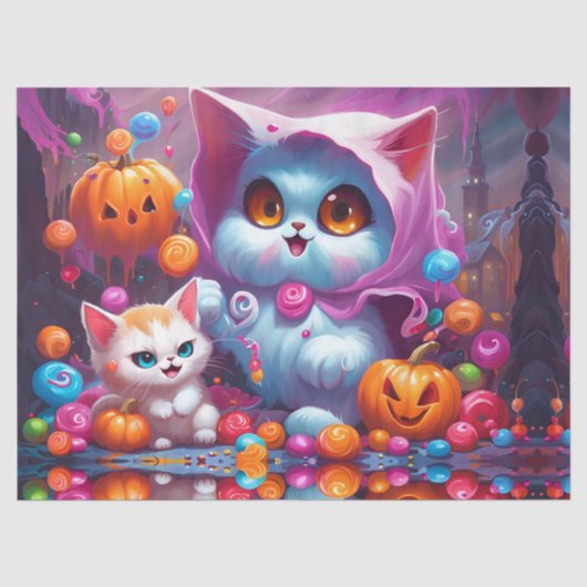 Ghost Kittens Pumpkins-Snoep Tissuepapier (Voorkant)