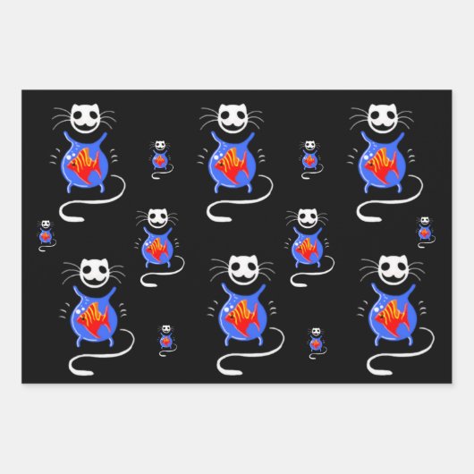 Ghost Kitty Cat Wrapping Paper Sheet Set (Voorkant 3)