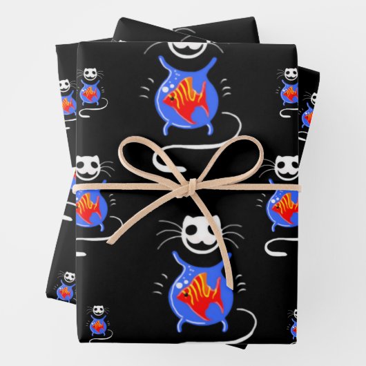 Ghost Kitty Cat Wrapping Paper Sheet Set (In situ)