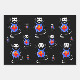 Ghost Kitty Cat Wrapping Paper Sheet Set