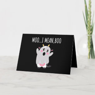 Ghost Koe Moo I Mean Boo Halloween Gift Kaart