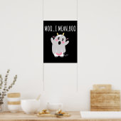 Ghost Koe Moo I Mean Boo Halloween Gift Poster (Keuken)