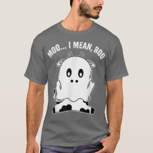 Ghost Koe Moo I Mean Boo Pumpkin Halloween Farmer T-shirt